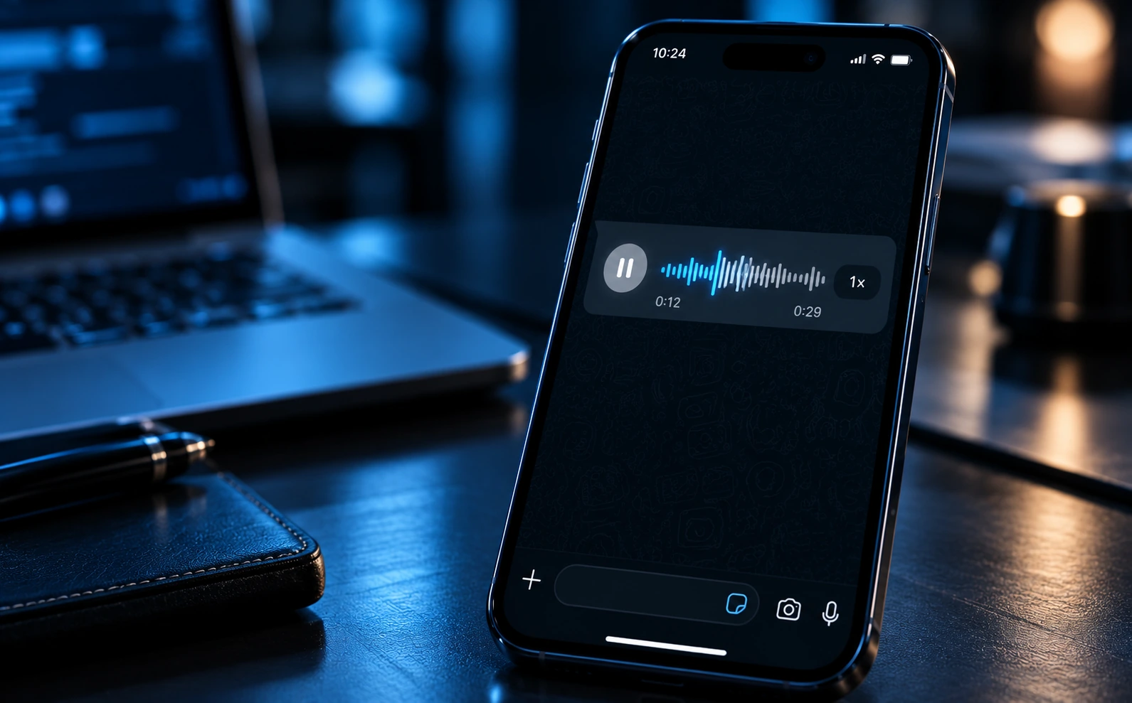 Smartphone reproduzindo uma mensagem de voz