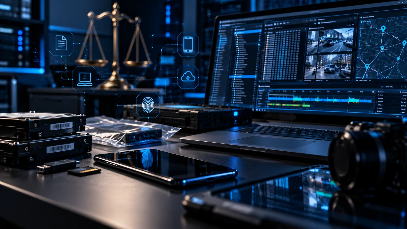 Análise forense de dispositivos e evidências digitais por perito técnico