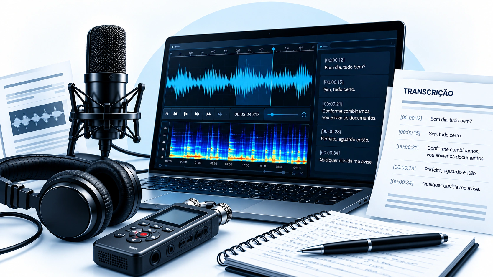 Forma de onda sonora em software de análise de áudio